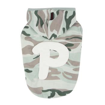 Veteran Hooded Dog Shirt by Puppia - Blueish Green Camo