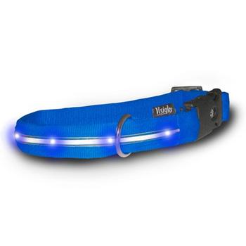 Visiglo Nylon Dog Collar with White LEDs - Blue