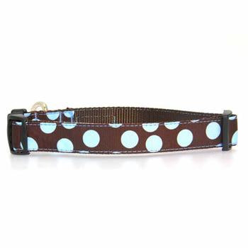 WaLk-e-Woo Blue Dot on Brown Dog Collar