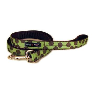 WaLk-e-Woo Brown Dot on Moss Green Dog Leash