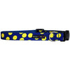 WaLk-e-Woo Neon Yellow Dot on Blue Dog Collar