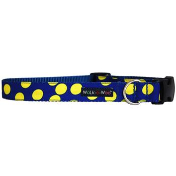 WaLk-e-Woo Neon Yellow Dot on Blue Dog Collar