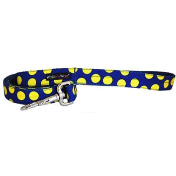 WaLk-e-Woo Neon Yellow Dot on Blue Dog Leash