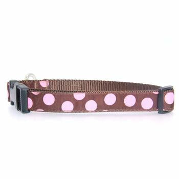 WaLk-e-Woo Pink Dot on Brown Dog Collars