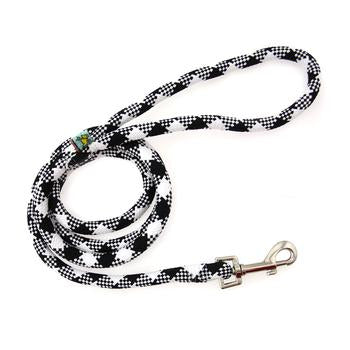 White Plaid Braided Dog Leash by Yellow Dog - Black