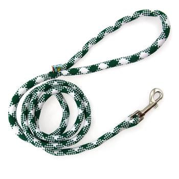 White Plaid Braided Dog Leash by Yellow Dog - Kelly Green