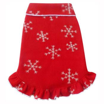 Winter Snowflakes Pullover Dog Dress - Red