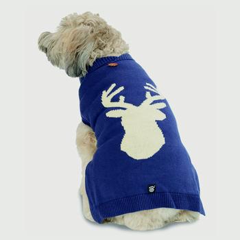 Woody's Woodland Dog Sweater - Navy Elk