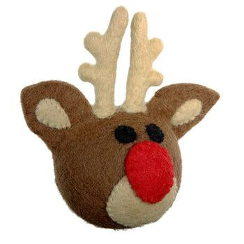 Wooly Wonkz Christmas Ball Dog Toy - Rudolph