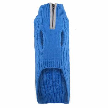 Worthy Dog Cable Zip Dog Sweater - Blue