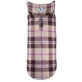 Worthy Dog Fargo Fleece Dog Jacket - Brown/Purple Checkered Plaid