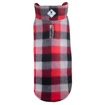 Worthy Dog Fargo Fleece Dog Jacket - Red/Gray Checkered Plaid