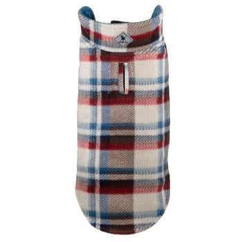 Worthy Dog Fargo Fleece Dog Jacket - Tan/Teal Checkered Plaid