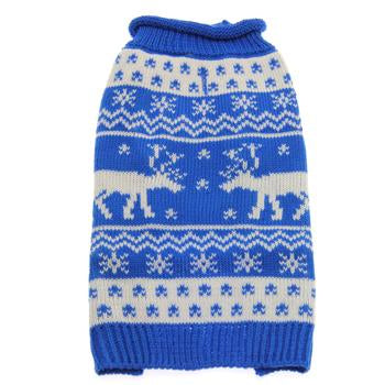 Worthy Dog Holiday Ski Dog Sweater - Reindeer Blue