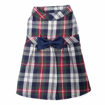 Worthy Dog Navy Plaid Dog Dress