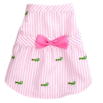 Worthy Dog Pink Stripe Alligator Dog Dress