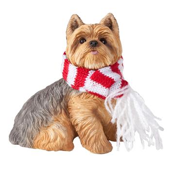 Yorkshire Terrier Christmas Ornament - Red and White Scarf