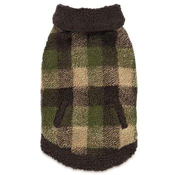 Zack and Zoey Berber Plaid Dog Vest - Green