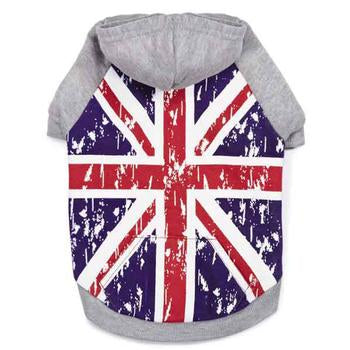 Zack and Zoey Distressed-Look British Flag Dog Hoodie