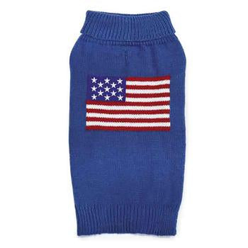 Zack and Zoey Elements American Flag Dog Sweater - Blue