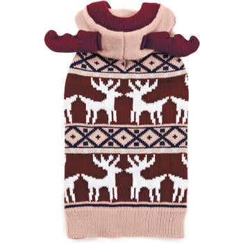 Zack and Zoey Elements Antler Dog Sweater - Pink