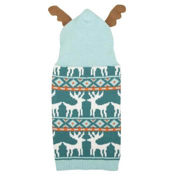 Zack and Zoey Elements Antler Dog Sweater - Teal