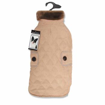 Zack and Zoey Elements Derby Quilted Dog Coat - Almond