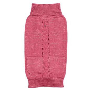 Zack and Zoey Elements Metallic Cable Dog Sweater - Pink