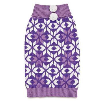 Zack and Zoey Elements Snowflake Dog Sweater - Purple