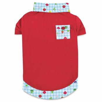 Zack and Zoey Happy Veggies Polo Dog Shirt - Red