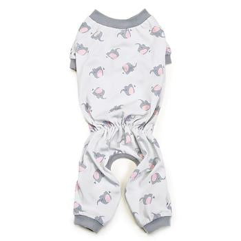 Zack and Zoey Pet Pajamas - Silver with Polka-Dot Elephants