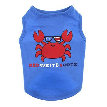 Zack & Zoey Red, White, 'N' Cute UPF 40 Dog Tank - Blue