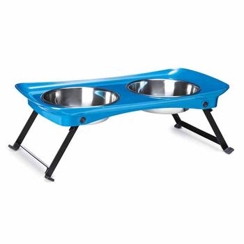 Zack and Zoey Shimmer Melamine Pet Diner - Blue