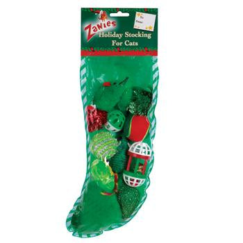 Zanies Holiday Stockings with Cat Toys - Green