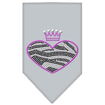 Zebra Heart Rhinestone Dog Bandana - Gray