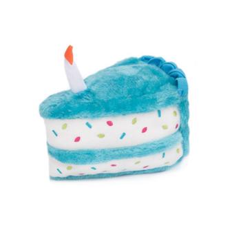 ZippyPaws Plush Birthday Cake Dog Toy - Blue