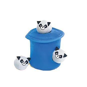 ZippyPaws Burrow Dog Toy - Raccoon Trash Can with Bubble Babiez