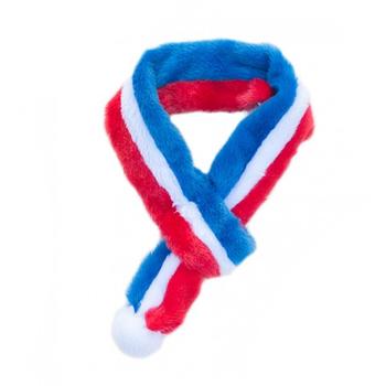 ZippyPaws Fuzzy Holiday Dog Scarf - Red, White and Blue