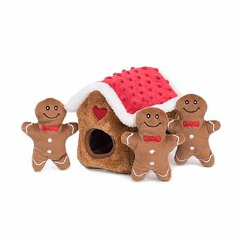 ZippyPaw's Holiday Burrow Dog Toy - Gingerbread House